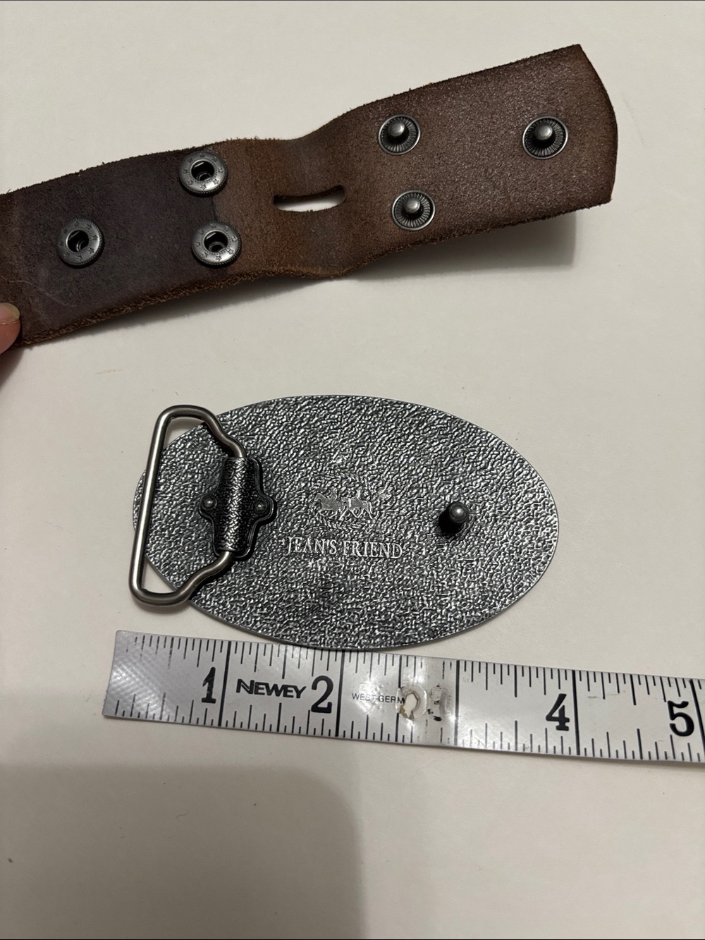 Full Grain Brown Leather Belt with Ornate Silver-Tone Floral Buckle - Picture 15 of 16